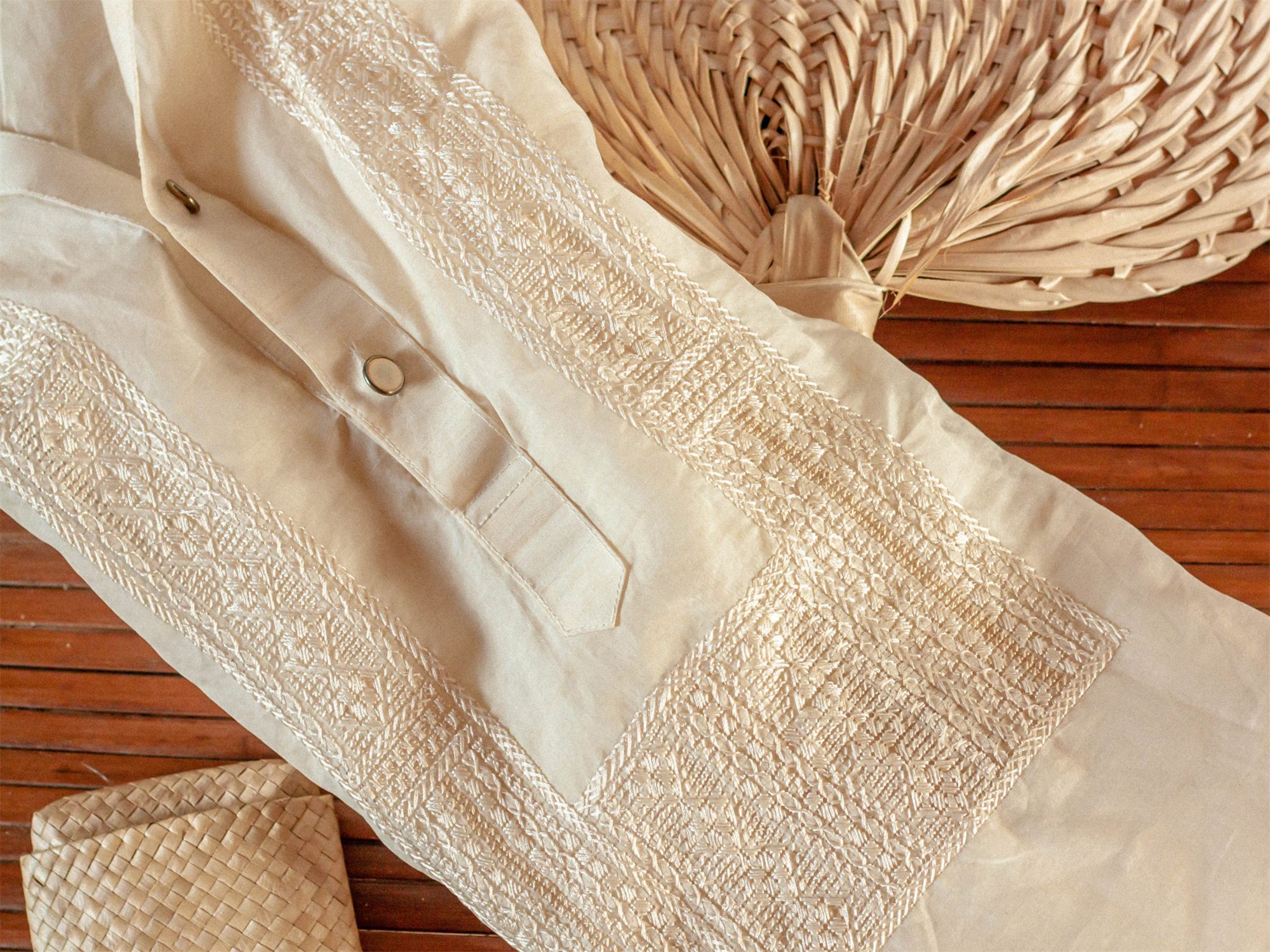 Close-up of the woven barong Tagalog fibers that inspired CIRCA Pintig's new visual identity.